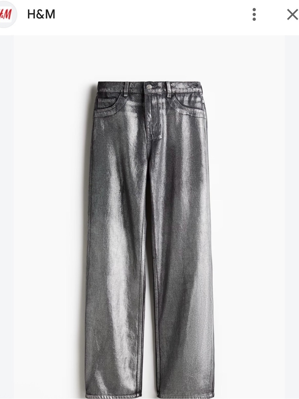 H&M Metallic Gray Straight-Leg Jeans
